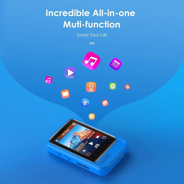 Alt view image 7 of 7 - Bluetooth MP3 Player, Portable Music Player with FM Radio, Voice Recorder, Ebook Digital Audio Player with 16GB Internal Memory Support TF Card up to 128GB