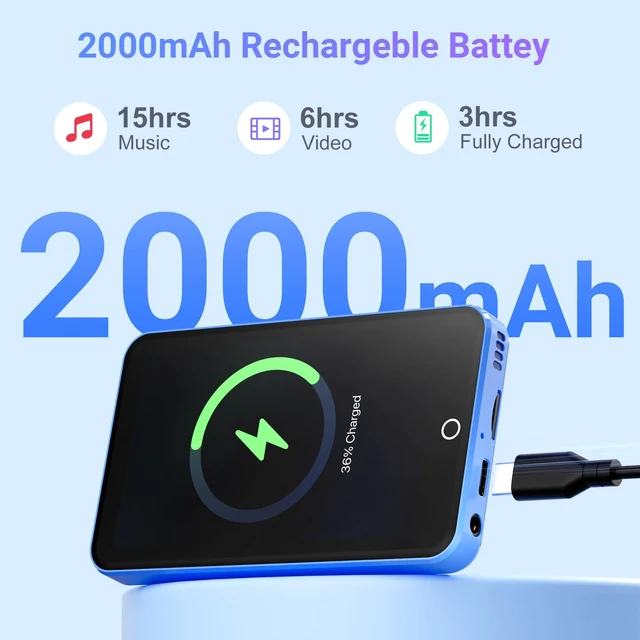 Alt view image 5 of 7 - 16GB MP3 Player with Bluetooth and WiFi, 4.0" IPS MP3 Player with Spotify (Blue)