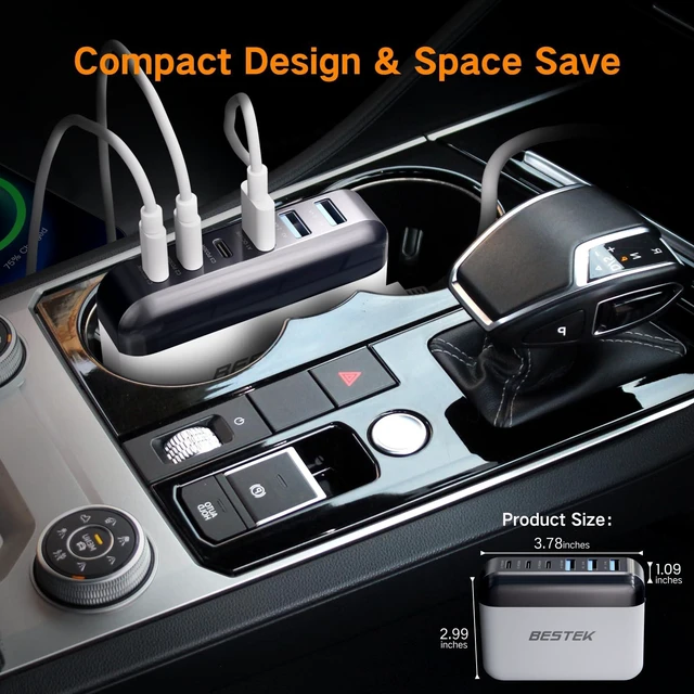 Alt view image 6 of 7 - Multi Ports USB Car Charger, Fast Charge 125W 14A Quick Charge 3.0 & USB-C PD Car Charger Adapter with Smart Identification for Cell Phones, Tablets and Other USB Devices