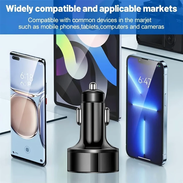 Alt view image 5 of 7 - 6 Port USB C Car Charger Fast Charging 100W PD QC3.0 Adapter LED Display | PD + QC3.0 dual fast charge protocol