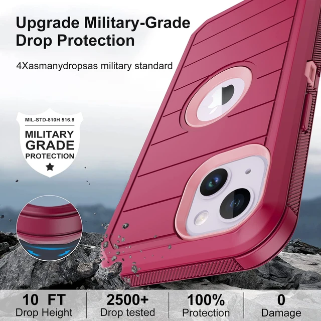 Alt view image 4 of 7 - for iPhone 14 Plus Case with 2 Screen Protector, Heavy Duty Drop Protection Shockproof Rugged 3-Layer Military Tough Durable Protective Cover for Apple iPhone 14 Plus 6.7" Burgundy