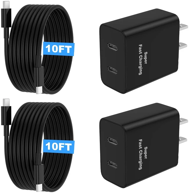 Main image of Super Fast Charger USB C,45W Dual Port Android Phone Type C Charger 2Pack | 10FT Long USB C Cable for Samsung Galaxy S26/S25/S24/S23/S22, for Apple iPhone 17/16/15 -Charge School, Home,Office & Travel
