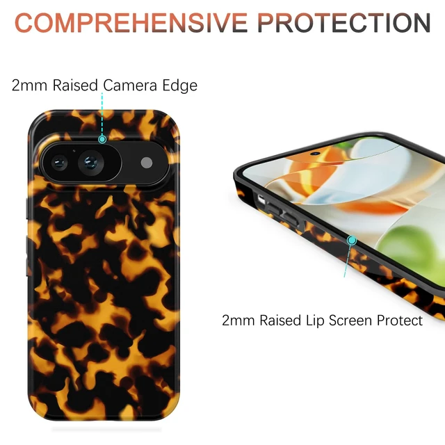 Alt view image 4 of 7 - for Google Pixel 9/9 Pro Case Tortoise Shell | Shockproof Design Protective Slim Stylish TPU Durable Phone Cover Case for Women Men