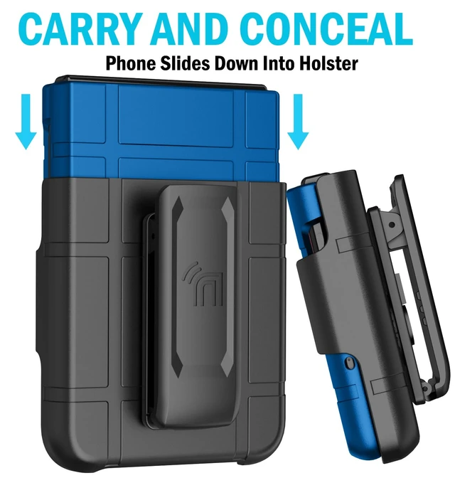 Alt view image 5 of 7 - Holster Combo for Motorola RAZR 2024/2025/2026 Case with Belt Clip - Blue | Hard Shell and Rotating Holder, Kickstand, Satisfying Texture, Slim, Matte, Also Fits Moto Razr 50/60/70 Flip Phone