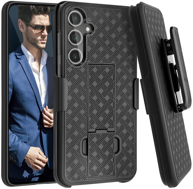 Main image of for Samsung Galaxy S24 FE Case with Belt Clip Holster Kickstand | Slim Combo Shell with Swivel Holster Rugged Shockproof Antiscratch Full Body Protective for Galaxy S24 FE 6.7" 2024, Black