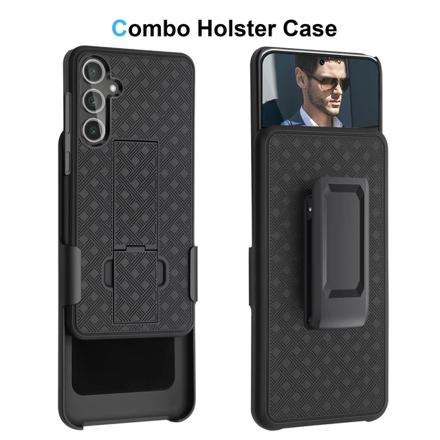Alt view image 2 of 7 - for Samsung Galaxy S24 FE Case with Belt Clip Holster Kickstand | Slim Combo Shell with Swivel Holster Rugged Shockproof Antiscratch Full Body Protective for Galaxy S24 FE 6.7" 2024, Black