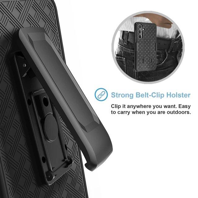 Alt view image 5 of 7 - for Samsung Galaxy S24 FE Case with Belt Clip Holster Kickstand | Slim Combo Shell with Swivel Holster Rugged Shockproof Antiscratch Full Body Protective for Galaxy S24 FE 6.7" 2024, Black