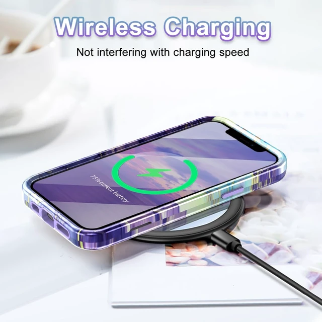 Alt view image 6 of 7 - for iPhone 12 Case/iPhone 12 Pro Case, Heavy Duty Three Layer Marble Shockproof Full Body Rugged Hard PC+Soft TPU Bumper Drop Protection Women Girls Cover for iPhone 12/12 Pro, Cobalt Violet