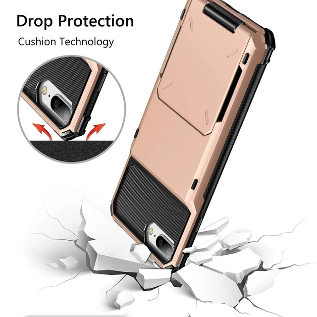 Alt view image 4 of 6 - Case for iPhone 8/7/6s Plus Wallet with Card Holder Rose Gold | 4-Card Slot Pocket, Scratch Resistant, Dual Layer Protective Bumper Rugged Rubber Armor Cover for iPhone 6 6S 7 8 Plus