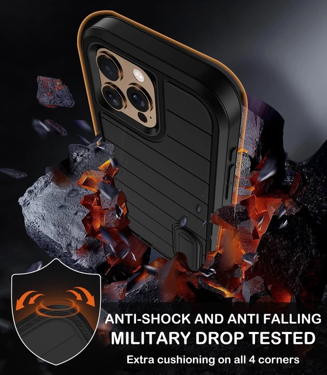 Alt view image 5 of 7 - for iPhone 16 Pro Case with Screen Protector,Built-in Invisible Kickstand,Heavy Duty Shockproof Drop Protection Military Grade Tri-Layer Rugged Durable Cell Phone Cover for Apple 16 Pro 6.3" (Black