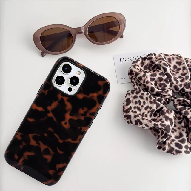 Alt view image 7 of 7 - Compatible with iPhone 16 Pro Max Case 6.9 inch with 2 Pack Tempered Glass Screen Protectors Vintage Animal Tortoiseshell 2in1 Hybrid Cover for Women Protective Phone Cases Brown
