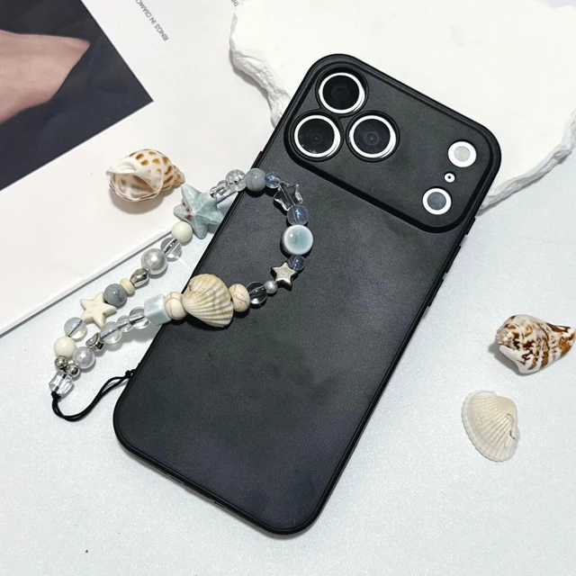 Alt view image 3 of 6 - 2 Pcs Blue Ocean Shell Beaded Phone Charm Phone Wrist Strap, Camera Lanyard Pearl Beaded Cute Chain String Accessories Keychains for Women