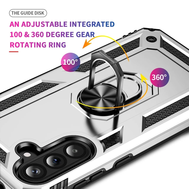 Alt view image 5 of 6 - for Samsung Galaxy A56 Case: with Screen Protector - Military Grade Protective Cases with Finger Ring Holder Kickstand for Samsung A56(Silvery)