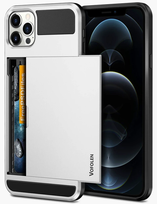Main image of for iPhone 12 Pro Max Case Wallet with Card Holder White | Credit Slot Sliding Back Pocket, Anti-Scratch Dual Layer Bumper Protective Cover, Men Women for iPhone 12 Pro Max Phone Case