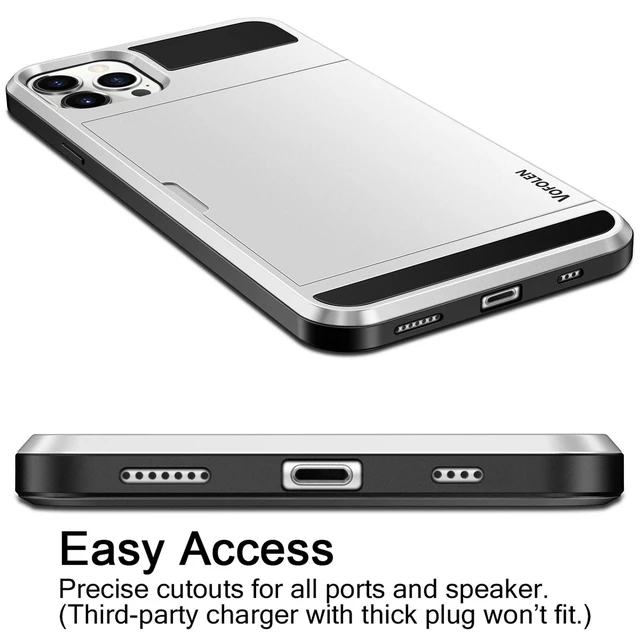 Alt view image 5 of 6 - for iPhone 12 Pro Max Case Wallet with Card Holder White | Credit Slot Sliding Back Pocket, Anti-Scratch Dual Layer Bumper Protective Cover, Men Women for iPhone 12 Pro Max Phone Case
