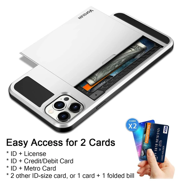 Alt view image 3 of 6 - for iPhone 12 Pro Max Case Wallet with Card Holder White | Credit Slot Sliding Back Pocket, Anti-Scratch Dual Layer Bumper Protective Cover, Men Women for iPhone 12 Pro Max Phone Case