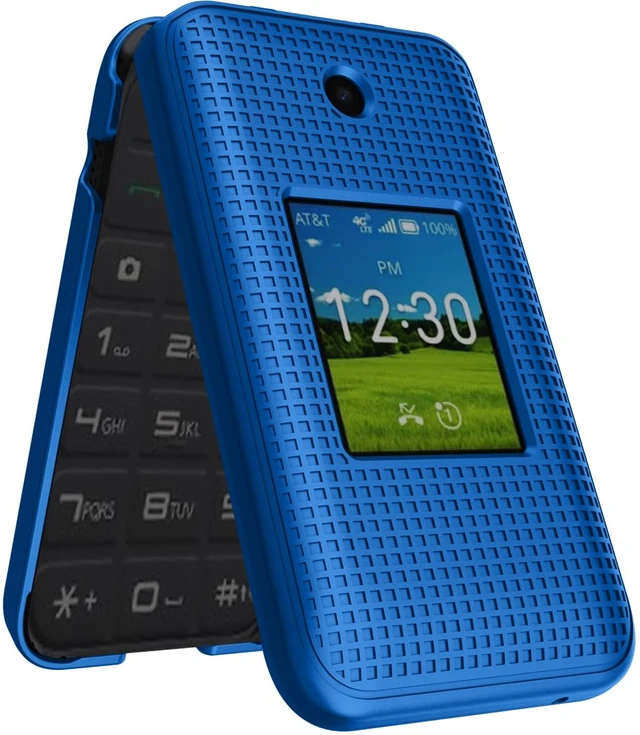 Alt view image 3 of 7 - Grid Series for AT&T Cingular Flex 2 Flip Phone Case - Blue | Also Fits Cricket Debut Flex (U1030AA / U1030AC) via 2023, Protective Hard Shell Cover, Satisfying Texture