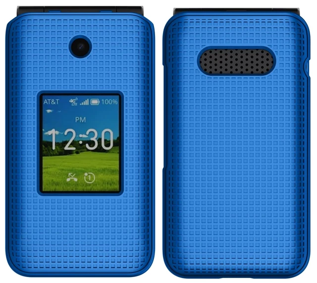 Alt view image 2 of 7 - Grid Series for AT&T Cingular Flex 2 Flip Phone Case - Blue | Also Fits Cricket Debut Flex (U1030AA / U1030AC) via 2023, Protective Hard Shell Cover, Satisfying Texture
