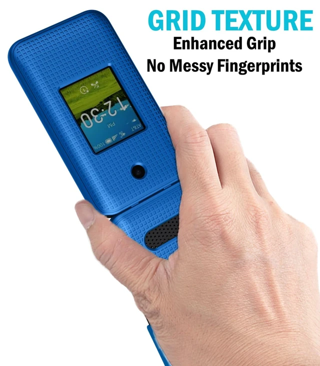 Alt view image 4 of 7 - Grid Series for AT&T Cingular Flex 2 Flip Phone Case - Blue | Also Fits Cricket Debut Flex (U1030AA / U1030AC) via 2023, Protective Hard Shell Cover, Satisfying Texture