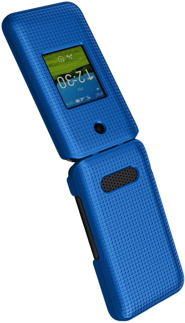 Alt view image 5 of 7 - Grid Series for AT&T Cingular Flex 2 Flip Phone Case - Blue | Also Fits Cricket Debut Flex (U1030AA / U1030AC) via 2023, Protective Hard Shell Cover, Satisfying Texture