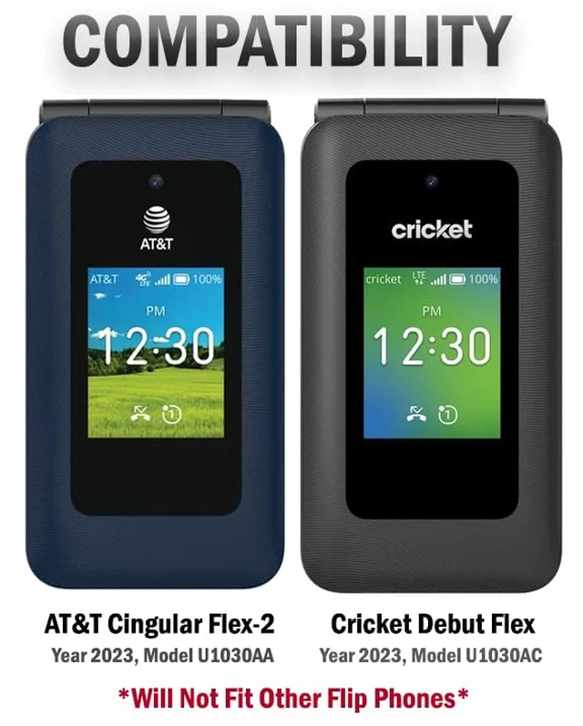 Alt view image 7 of 7 - Grid Series for AT&T Cingular Flex 2 Flip Phone Case - Blue | Also Fits Cricket Debut Flex (U1030AA / U1030AC) via 2023, Protective Hard Shell Cover, Satisfying Texture
