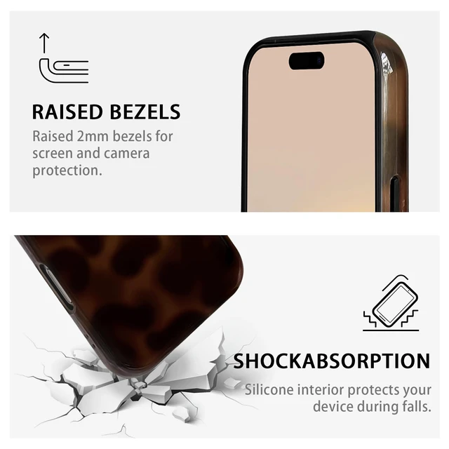 Alt view image 5 of 7 - for iPhone 16 Pro Case Magnetic Cute Leopard - Brown | Compatible with MagSafe, Amber tortoise pattern, For women men girls boys, Soft TPU hard PC back, Shockproof, Waterproof