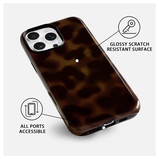 Alt view image 6 of 7 - for iPhone 16 Pro Case Magnetic Cute Leopard - Brown | Compatible with MagSafe, Amber tortoise pattern, For women men girls boys, Soft TPU hard PC back, Shockproof, Waterproof