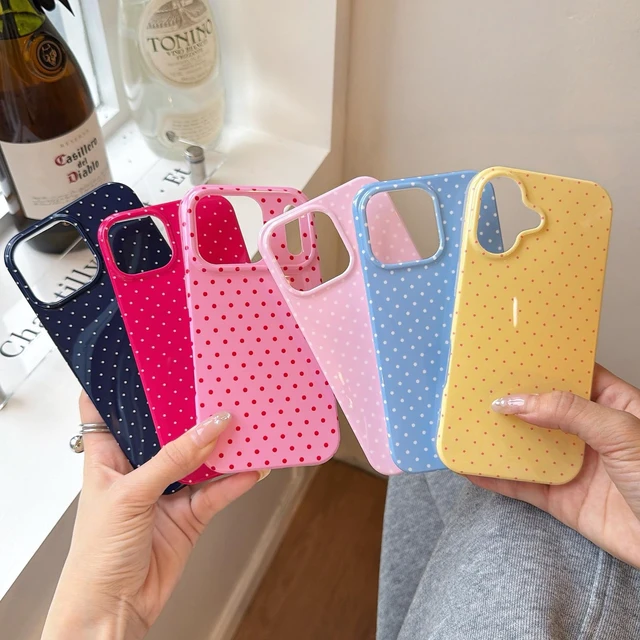Alt view image 3 of 7 - Light Pink White Polka Dot Phone Case for iPhone 14/iPhone 13 | Retro Vintage Cute Aeshtetic, Classy Minimalist Chic Pattern Protective Trendy Glossy Cover for Girls Women