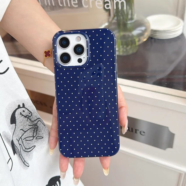 Alt view image 6 of 7 - Light Pink White Polka Dot Phone Case for iPhone 14/iPhone 13 | Retro Vintage Cute Aeshtetic, Classy Minimalist Chic Pattern Protective Trendy Glossy Cover for Girls Women