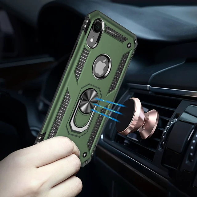 Alt view image 5 of 6 - for iPhone XR Case, iPhone XR Phone Case with Screen Protector, Military Grade Protective Cases with Ring for iPhone XR (Military Green)