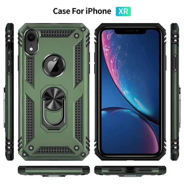 Alt view image 3 of 6 - for iPhone XR Case, iPhone XR Phone Case with Screen Protector, Military Grade Protective Cases with Ring for iPhone XR (Military Green)