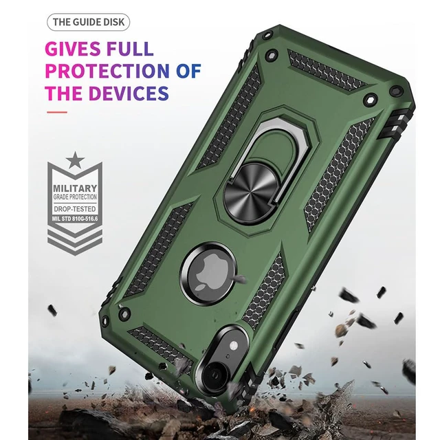 Alt view image 2 of 6 - for iPhone XR Case, iPhone XR Phone Case with Screen Protector, Military Grade Protective Cases with Ring for iPhone XR (Military Green)