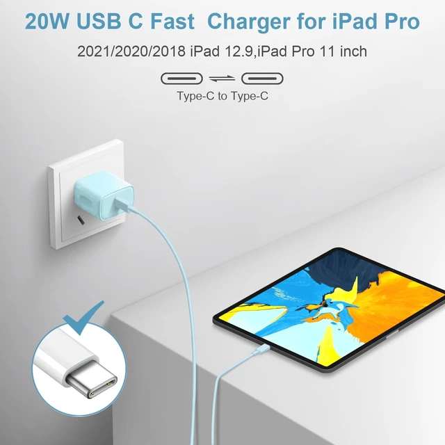 Alt view image 4 of 7 - iPhone 17 16 15 Charger Fast Charging Type C Chargers USB C Charger Block | for iPhones, iPads,Tablets,Android phones,20W iPhone Charger USB-C Power Adapter,with Long 6FT USB C Charging Cables(Blue)