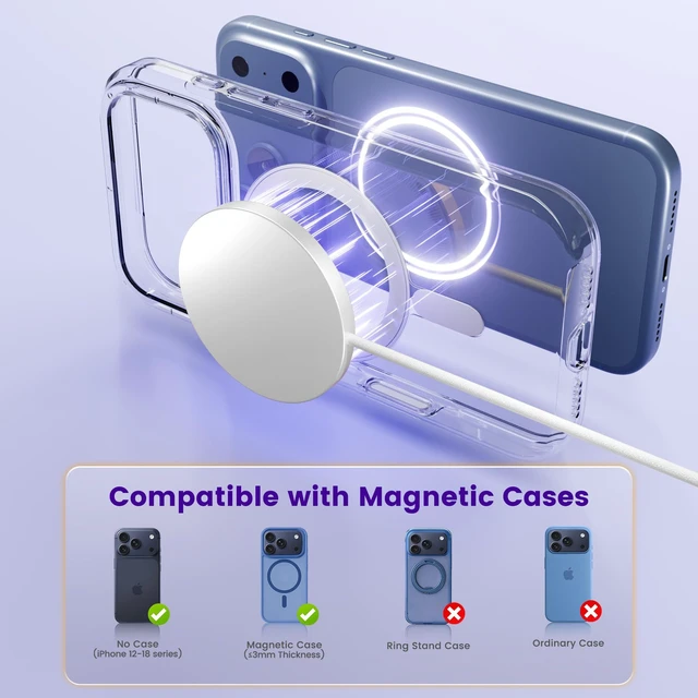 Alt view image 4 of 7 - MagSafe 25W Wireless Charger for Apple Magnetic Fast Charging Pad | Compatible for iPhone Duo 18 17 17e 16 16e 15 14 13 12 Pro Max - AirPods-Slim Portable for Travel Bedside - 2 Pack, White