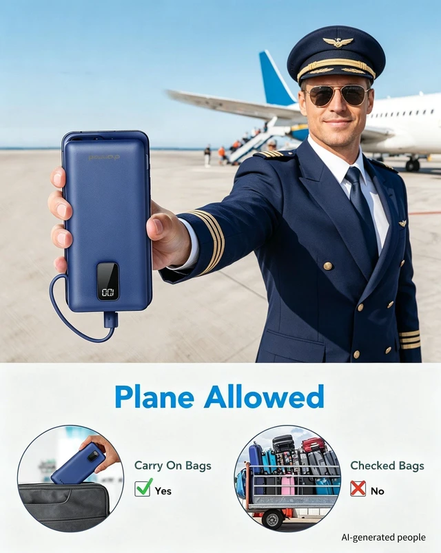 Alt view image 7 of 7 - Portable Charger Power Bank 10000mAh with Built-in AC Wall Plug | Built-in Cables,5 Outputs,Flight-Safe,Slim Travel Phone Charger for iPhone 17 14,Samsung Galaxy,iPad,Android,Smartwatch,etc