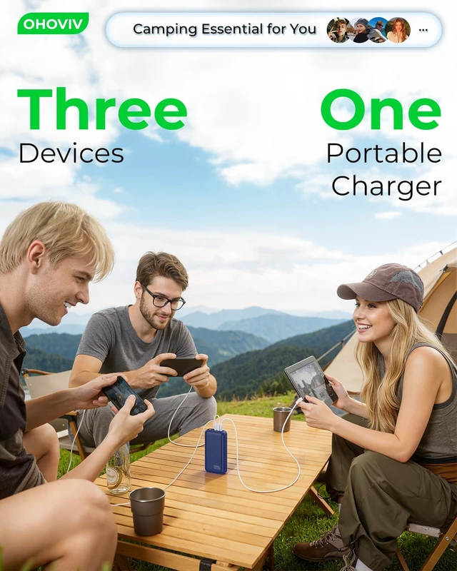 Alt view image 7 of 7 - Portable Charger Power Bank 50000mAh,PD 22.5W Battery Pack | 4× Faster Charging,Up to 55% in 30mins,Travel Essential,Portable Phone Charger for iPhone 17/16/15 Series,Galaxy,Ocean Blue