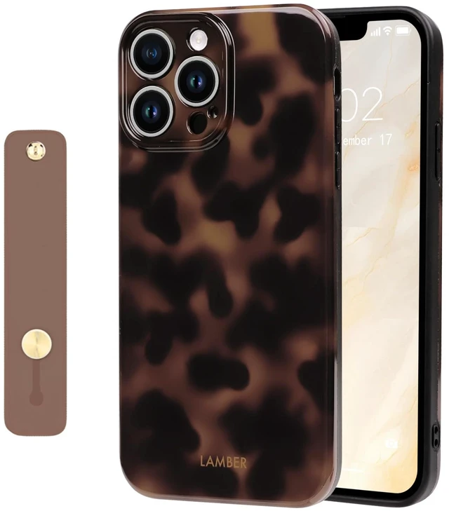 Main image of for iPhone 14 Pro Case Cute Tortoise Wrist - Brown | Strap design, Aesthetic amber, For girls women men, Girly, Soft TPU, Full camera lens, Protective, Shockproof phone cover