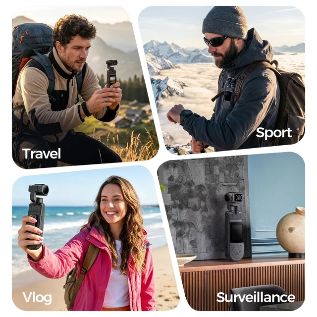 Alt view image 7 of 7 - 1080P WiFi Pocket Body Camera Hands Free POV Cameras Vlogging Camera | Portable Handheld Camera with Audio Video Mini APP Control Rotatable Lens Wearable Travel, Pets & Daily Recording