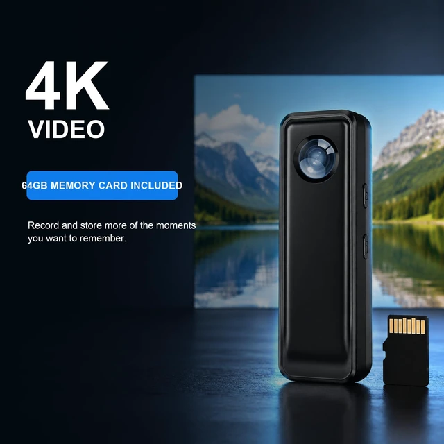 Alt view image 2 of 7 - Body Camera, 64GB Native 4K Video with Audio, Magnetic Wearable | Magnetic wearable camera with 64GB card, back clip and 1/4-inch mount for hands-free POV video on trips and daily use