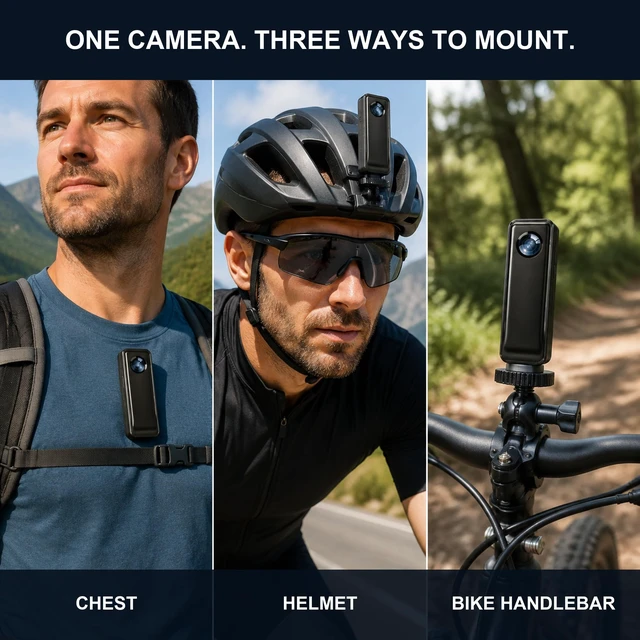Alt view image 5 of 7 - Body Camera, 64GB Native 4K Video with Audio, Magnetic Wearable | Magnetic wearable camera with 64GB card, back clip and 1/4-inch mount for hands-free POV video on trips and daily use