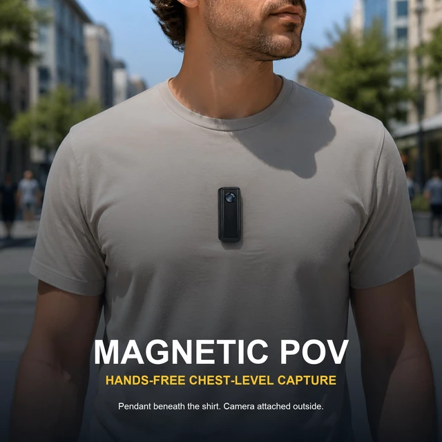 Alt view image 4 of 7 - Body Camera, 64GB Native 4K Video with Audio, Magnetic Wearable | Magnetic wearable camera with 64GB card, back clip and 1/4-inch mount for hands-free POV video on trips and daily use
