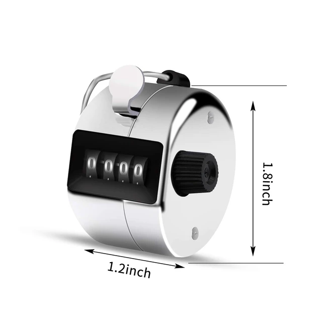 Alt view image 3 of 6 - 12 Pack Metal Hand Tally Counter 4-Digit Lap Counter Clicker, Manual Mechanical Handheld Pitch Click Counter with Finger Ring for School Golf & Knitting Row Croche, Silver