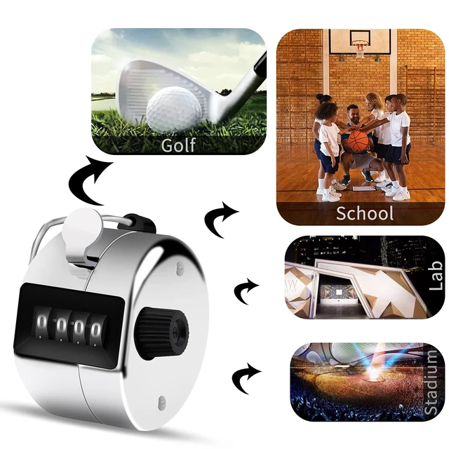 Alt view image 6 of 6 - 12 Pack Metal Hand Tally Counter 4-Digit Lap Counter Clicker, Manual Mechanical Handheld Pitch Click Counter with Finger Ring for School Golf & Knitting Row Croche, Silver
