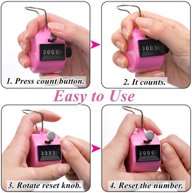 Alt view image 4 of 7 - 16 Pcs Hand Clicker Counter, 4 Digit Manual Mechanical Tally Counters with Finger Ring, Handheld Assorted Color Pitch Clicker Counter for Sports Stadium Coaching, 8 Color
