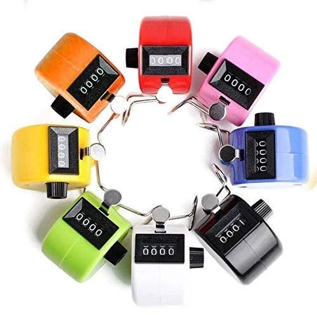 Alt view image 5 of 7 - 8 Pack Handheld Tally Counter 4 Digit Mechanical Palm Clicker Counter, Assorted Color Number Counter/Pitchers Scores Counter/Crochet for Coaching, Knitting, People, Lap, Fishing, Golf