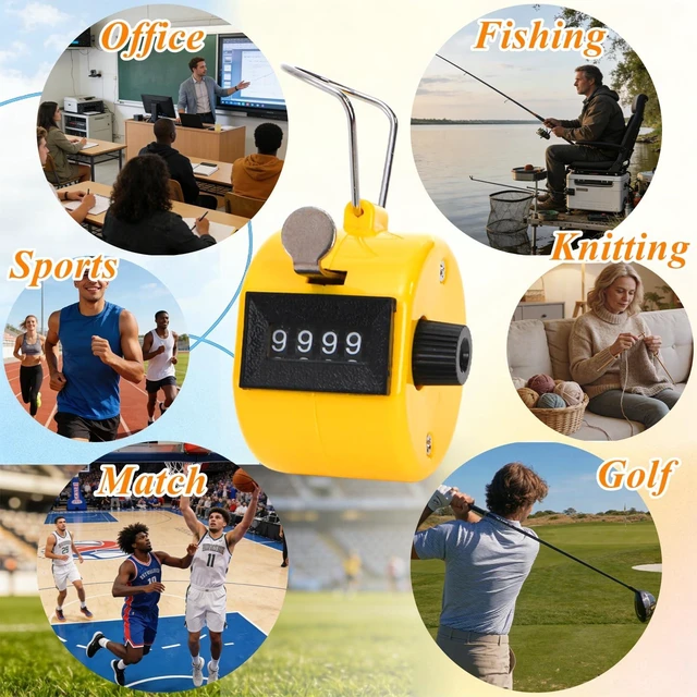 Alt view image 7 of 7 - 16 Pcs Hand Clicker Counter, 4 Digit Manual Mechanical Tally Counters with Finger Ring, Handheld Assorted Color Pitch Clicker Counter for Sports Stadium Coaching, 8 Color