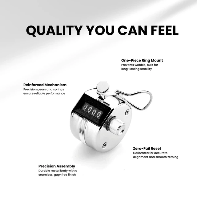 Alt view image 3 of 5 - TC-04 Handheld Tally Counter, Digital Pitch Counter Clicker, Mechanical Lap Counter, Taiwan Made Heavy Duty Counter (1-Pack)
