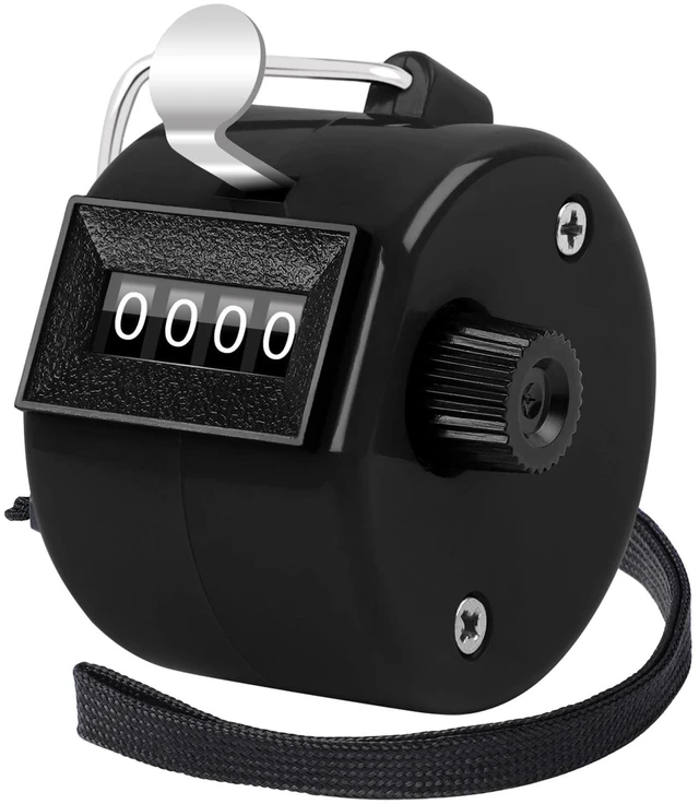 Main image of Black Handheld Tally Counter Clicker 4 Digital for School Event | For Row Sport School Event Coaches, Mechanical 4 Digit Counting, Handheld People Clicker Counter