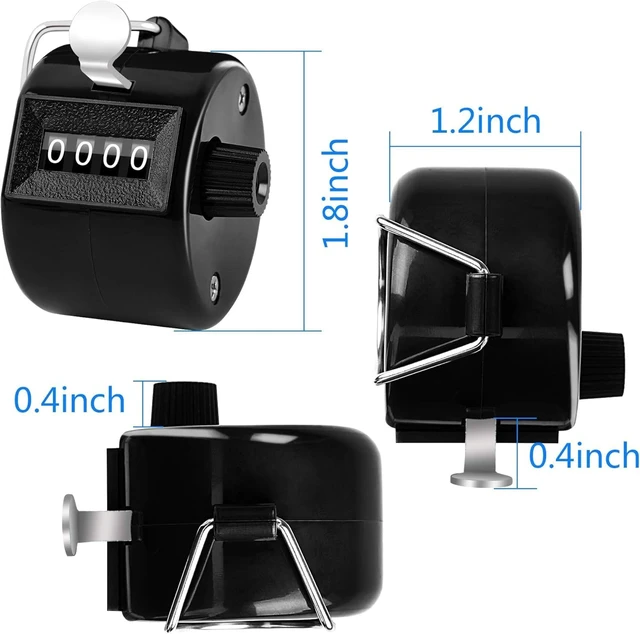 Alt view image 2 of 7 - Black Handheld Tally Counter Clicker 4 Digital for School Event | For Row Sport School Event Coaches, Mechanical 4 Digit Counting, Handheld People Clicker Counter