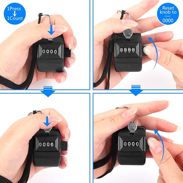 Alt view image 4 of 7 - Black Handheld Tally Counter Clicker 4 Digital for School Event | For Row Sport School Event Coaches, Mechanical 4 Digit Counting, Handheld People Clicker Counter